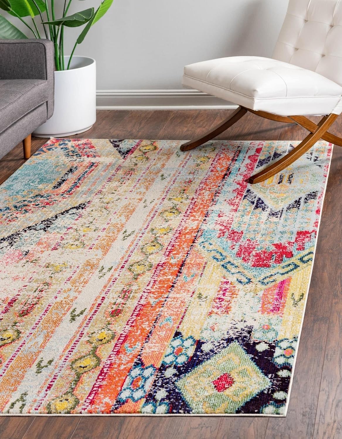 Neatiip Boho Area Rug 5×7 Floral Geometric Tribal Living Room Bedroom Rug