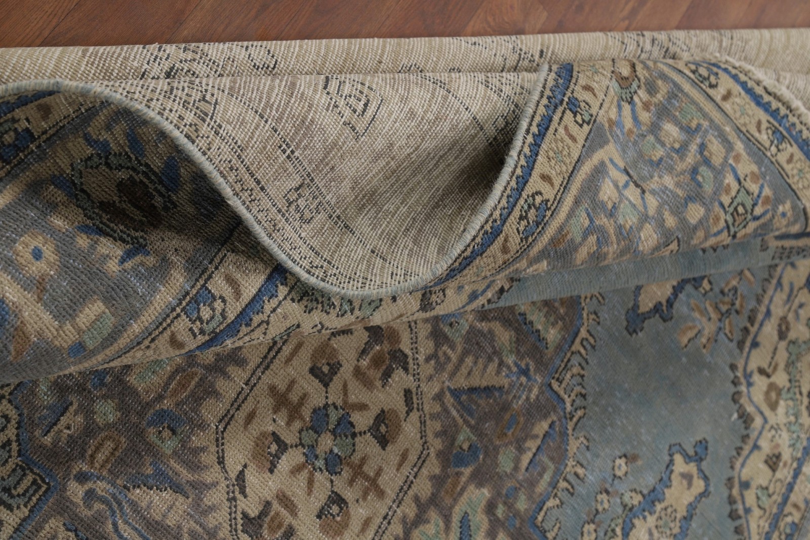 Blue Living Room Area Rug 7×10 Wool Handmade Over-Dyed Classic Vintage Carpet