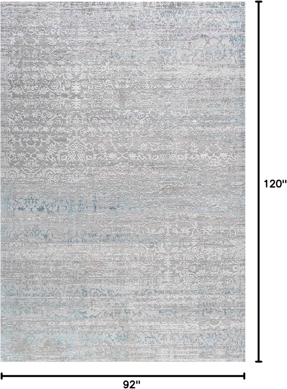 Tidal Strie Gray/Turquoise 8×10 Ft Area Rug – Modern & Pet-Friendly