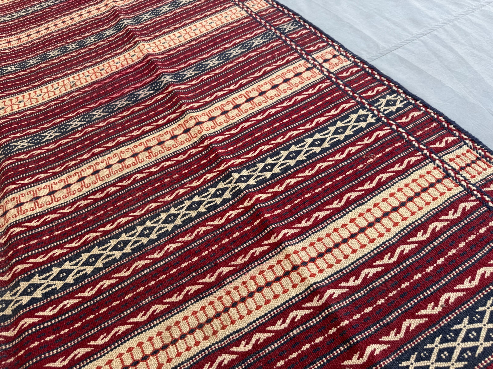 6×10 Handwoven Afghan Kilim Rug Geometric Striped Tribal Wool Flatweave Carpet