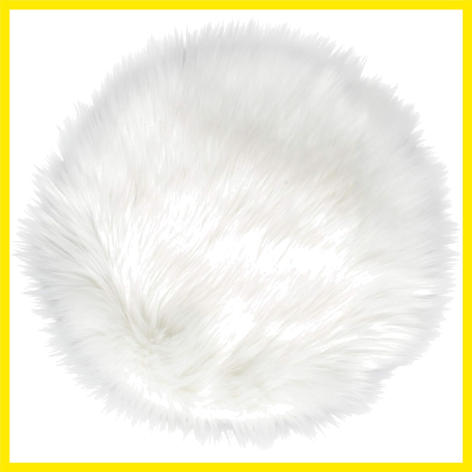 15.5 Inches White Round Faux Fur Rug, Fluffy Rug Cushion for Chair, Backgroun…