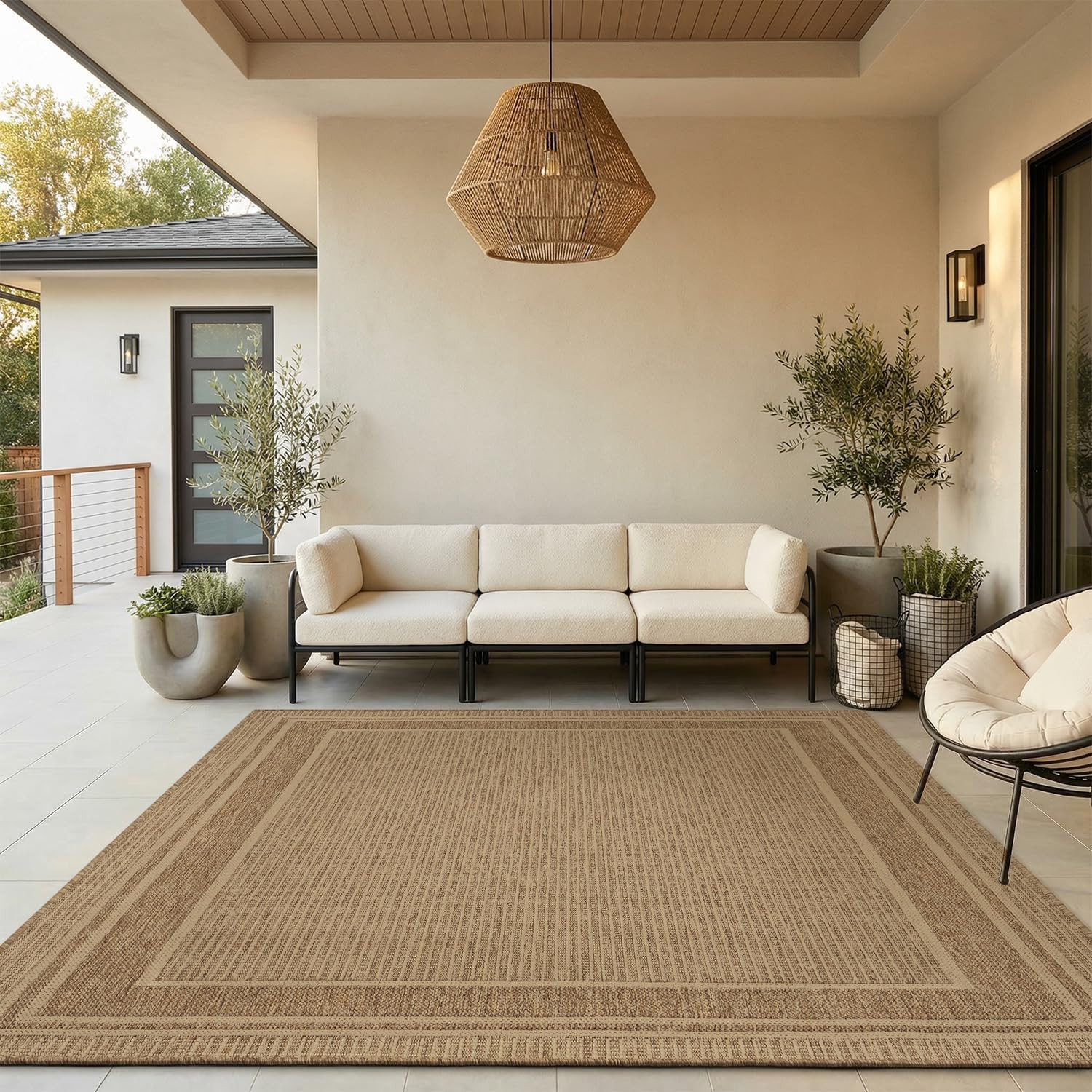 Montvoo-Outdoor Rug-Patio Rug 5X7 Ft Polypropylene Indoor Outdoor Rugs Outdoor C