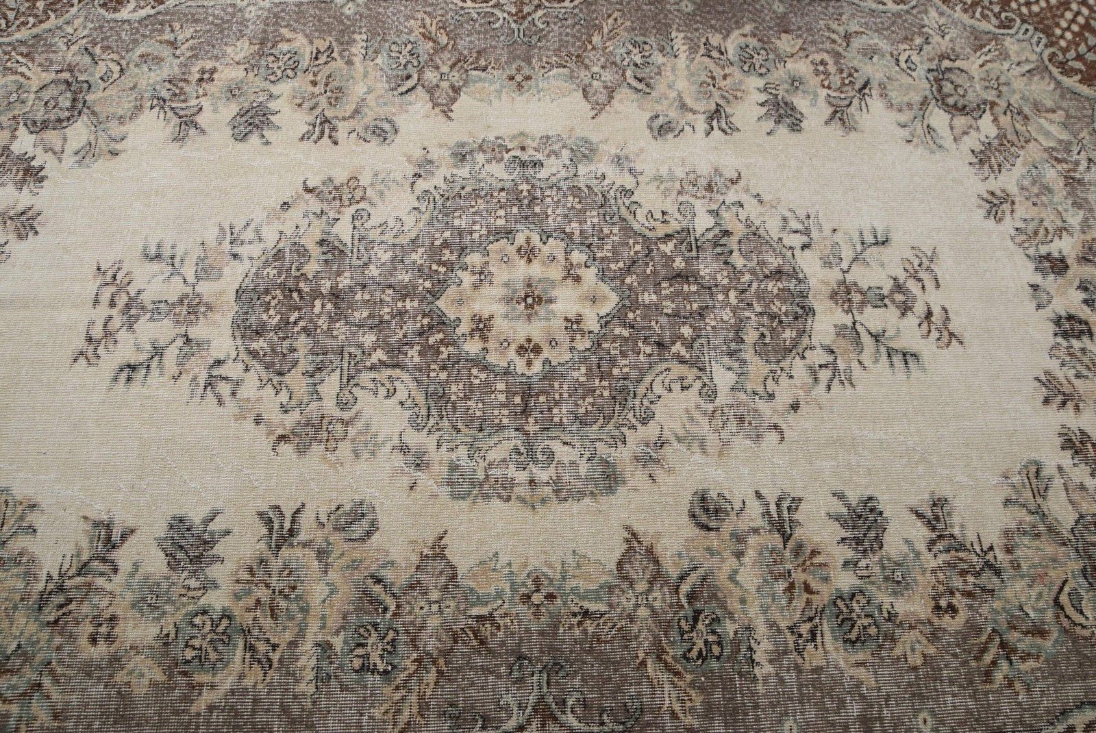 5,4×7,5 ft Vintage Rug, Turkish Large Rug, Beige Brown Plants & trees Rug
