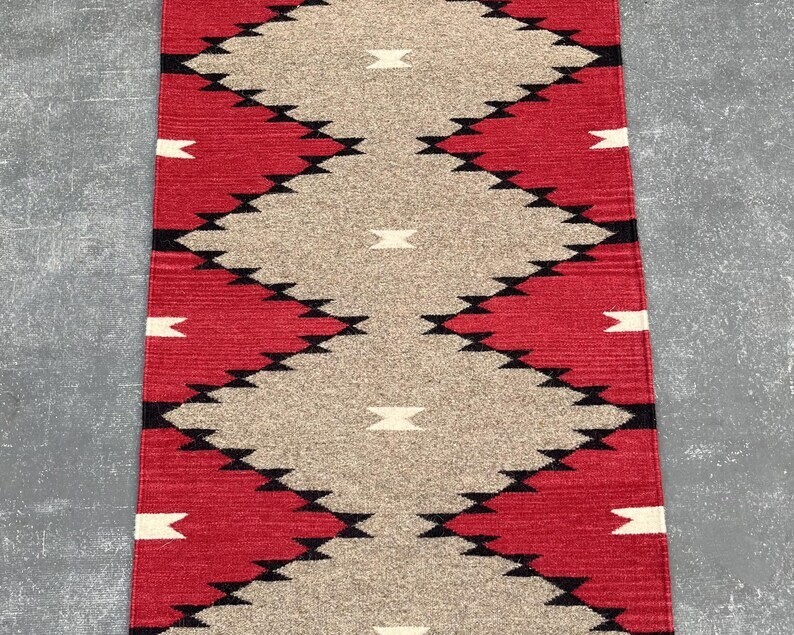 Southwest Navajo Wool Runner Rug Boho Antique Native American Tribal Rug 2×8 ft