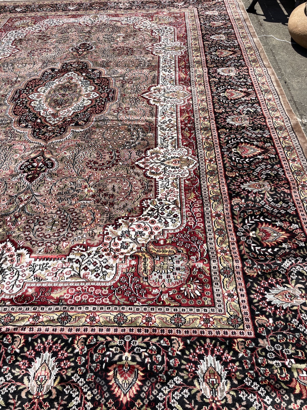 Hand-Woven Silk and Wool Area Rug, 9.1′ x 12.8′