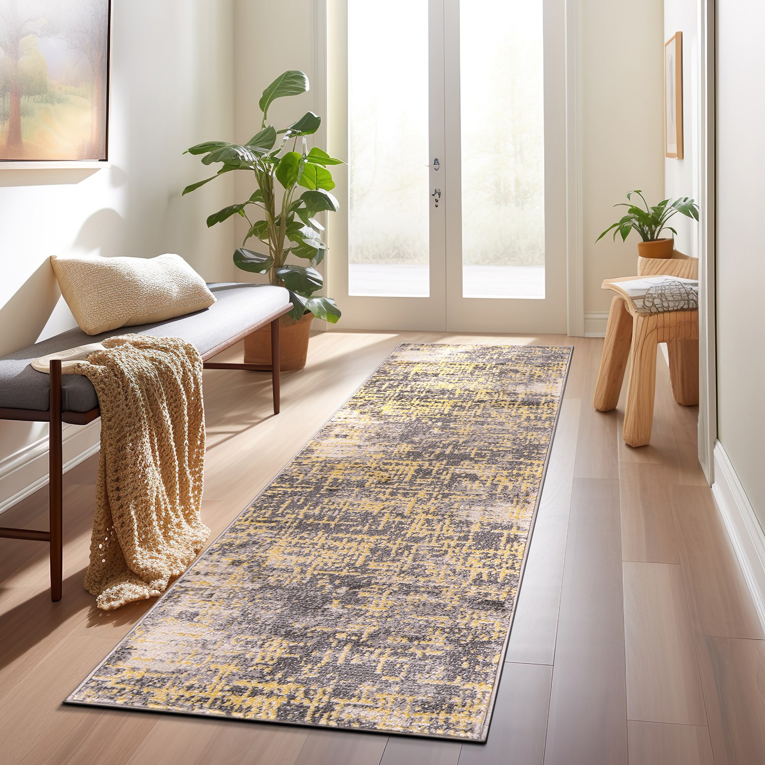 Rugshop Runner Rug Distressed Abstract Design Hallway Rug Runner for Bedroom 2×7