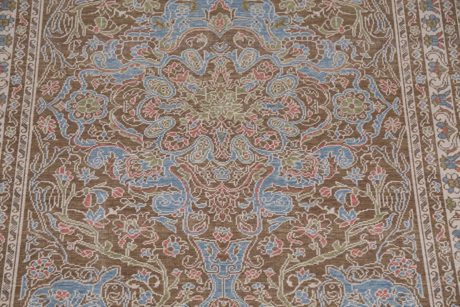 Brown/ Light Blue Wool Oushak Oriental Area Rug Turkish Hand-made Carpet 5×7