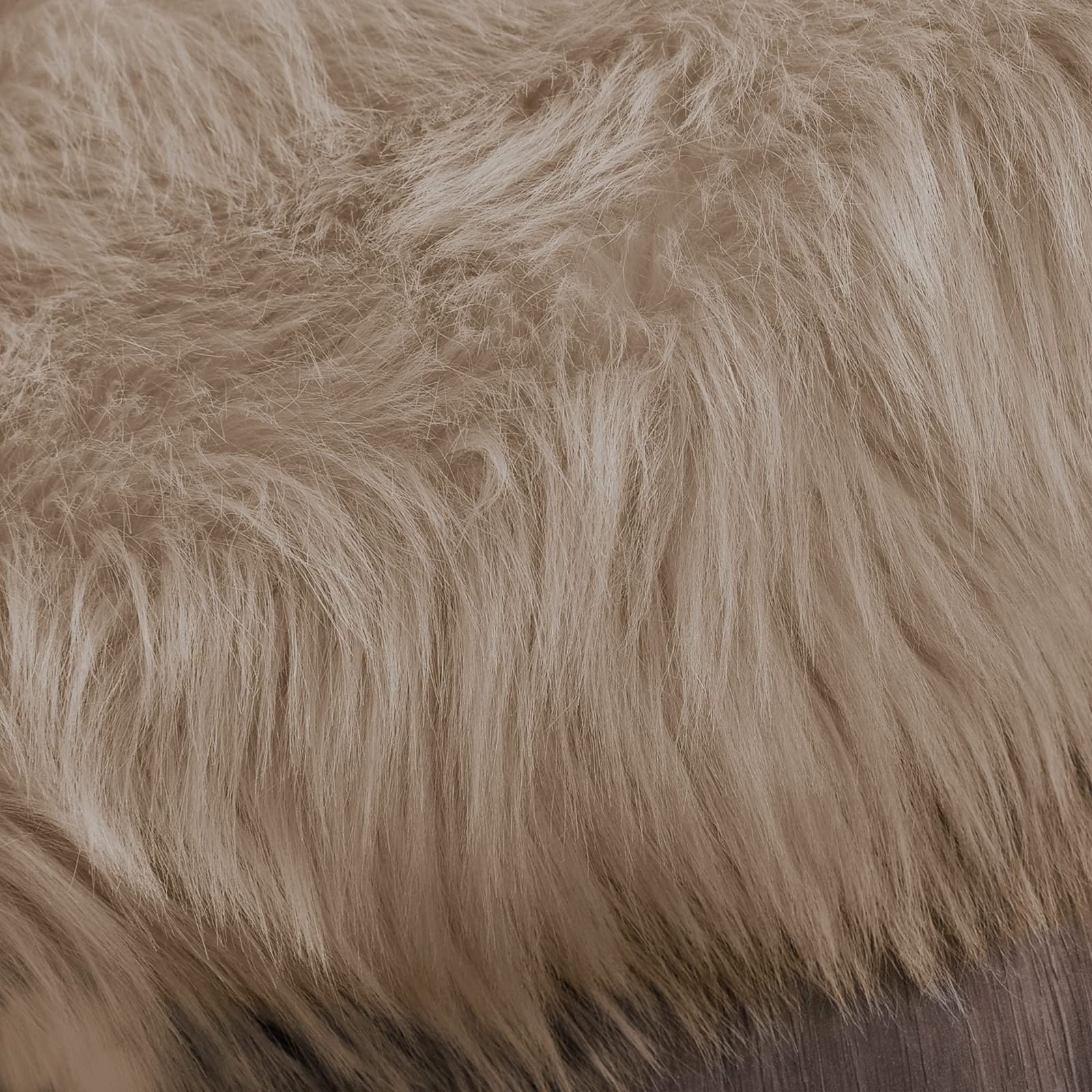 2×3 Brown Beige Small Faux Fur Fluffy Throw Rug Washable Shag Plush Carpet