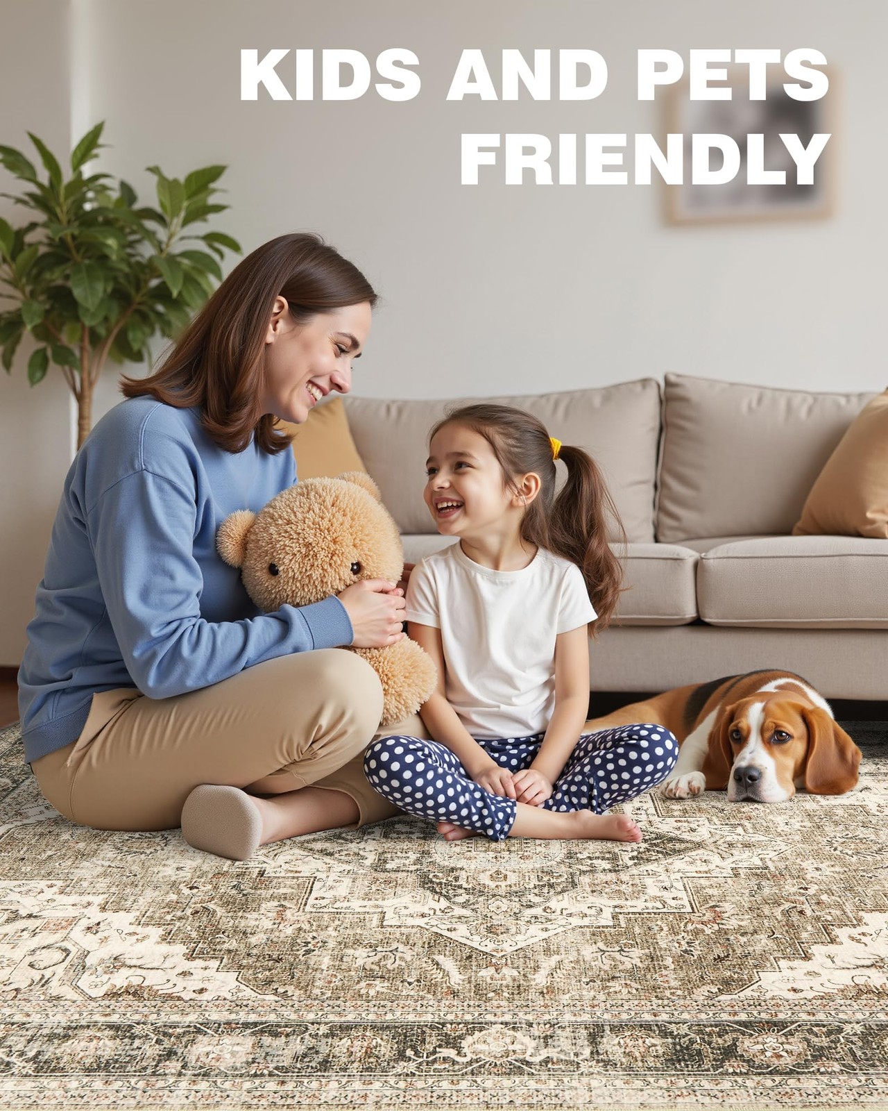 Washable Rugs 8×10 Area Rugs for Living Room, Bedroom, Office, Ultra-Thin Ant…