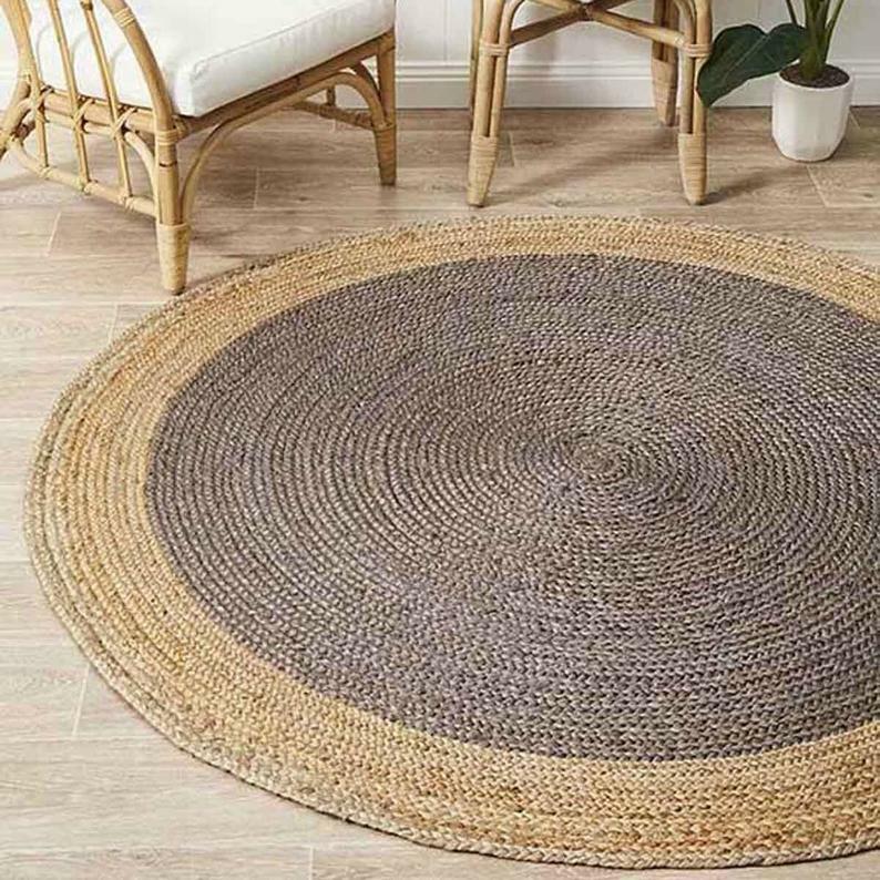Rug Natural Jute Reversible Braided Round Jute Area Rag Rug Hardwood Floors