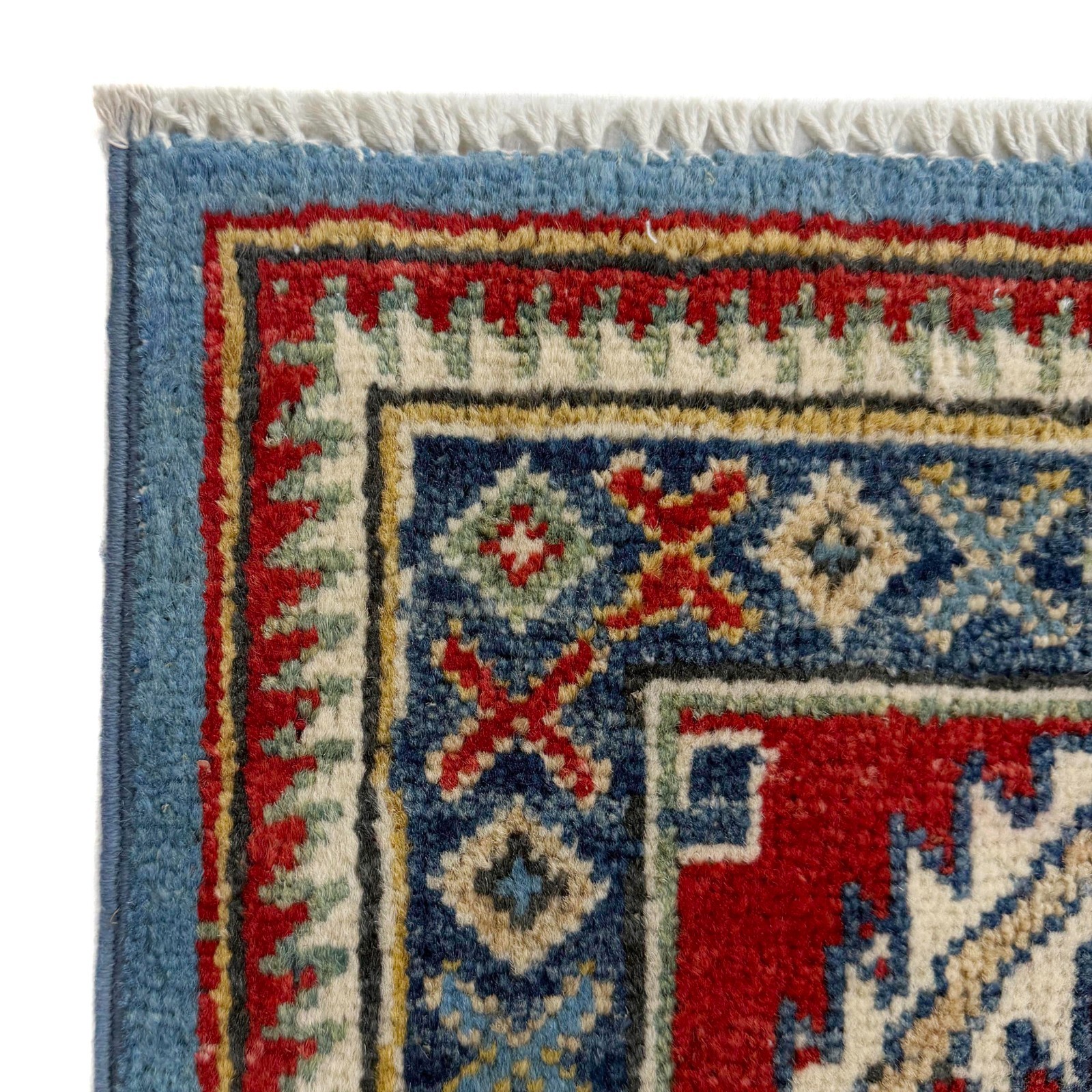 Traditional Hand Made Rug, 5’1×6’7Ft Oriental Kazak Rug Blue Area Carpet, G37587