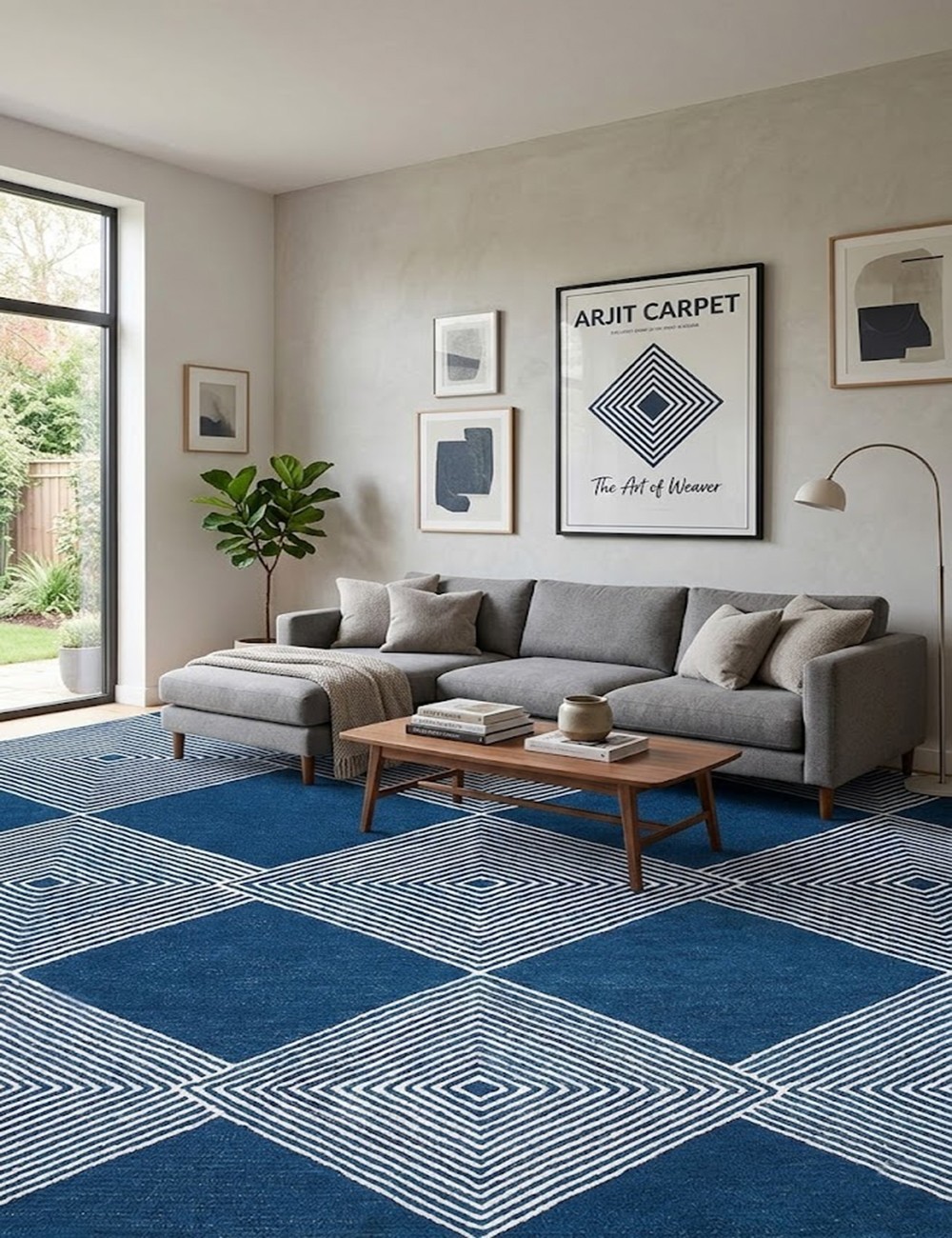 Modern Tufted Geometric Diamond Area Rug Soft Living Room Carpet Floor Rugs