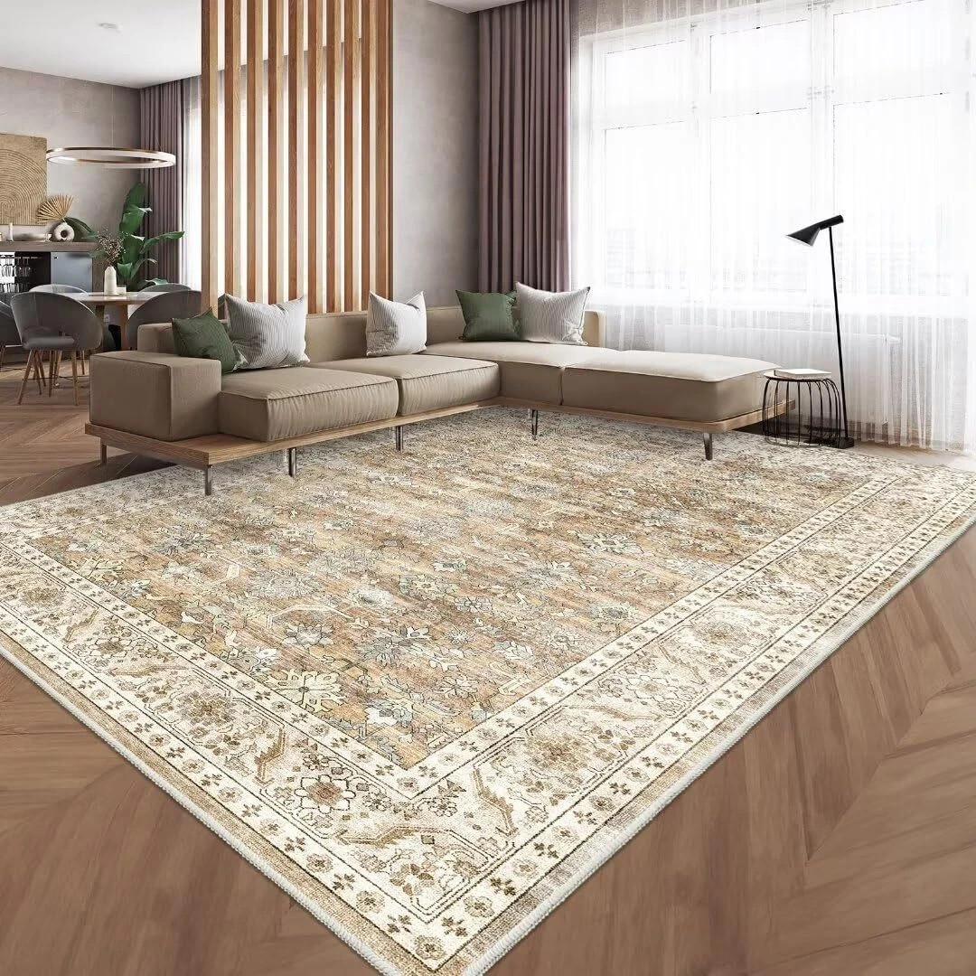 Homfine Area Rug (5×7′) Vintage Floral Design Stain Resistant Rug For Home Decor