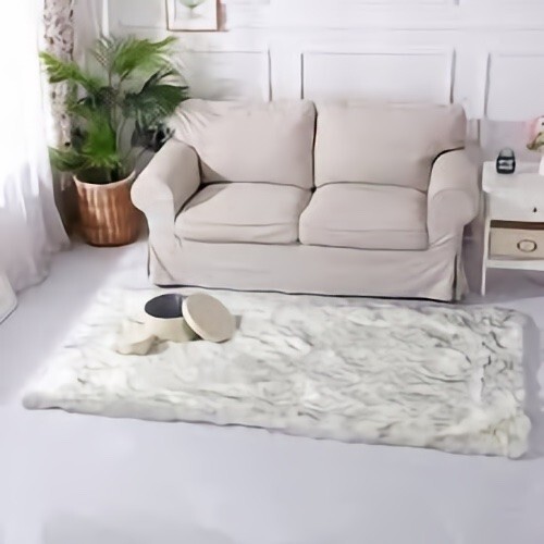 Latepis 2×5 Faux Fur Rug Runner White with Grey Tips Washable