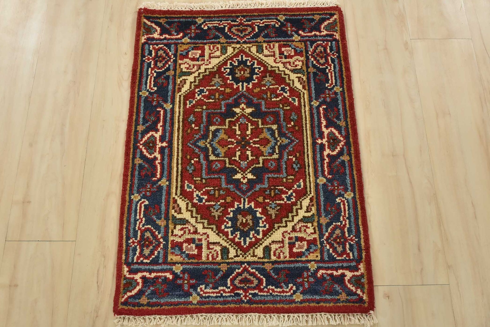 Heriz Rug 2’1” x 2’11” Red Wool Traditional Hand-Knotted Oriental Carpet