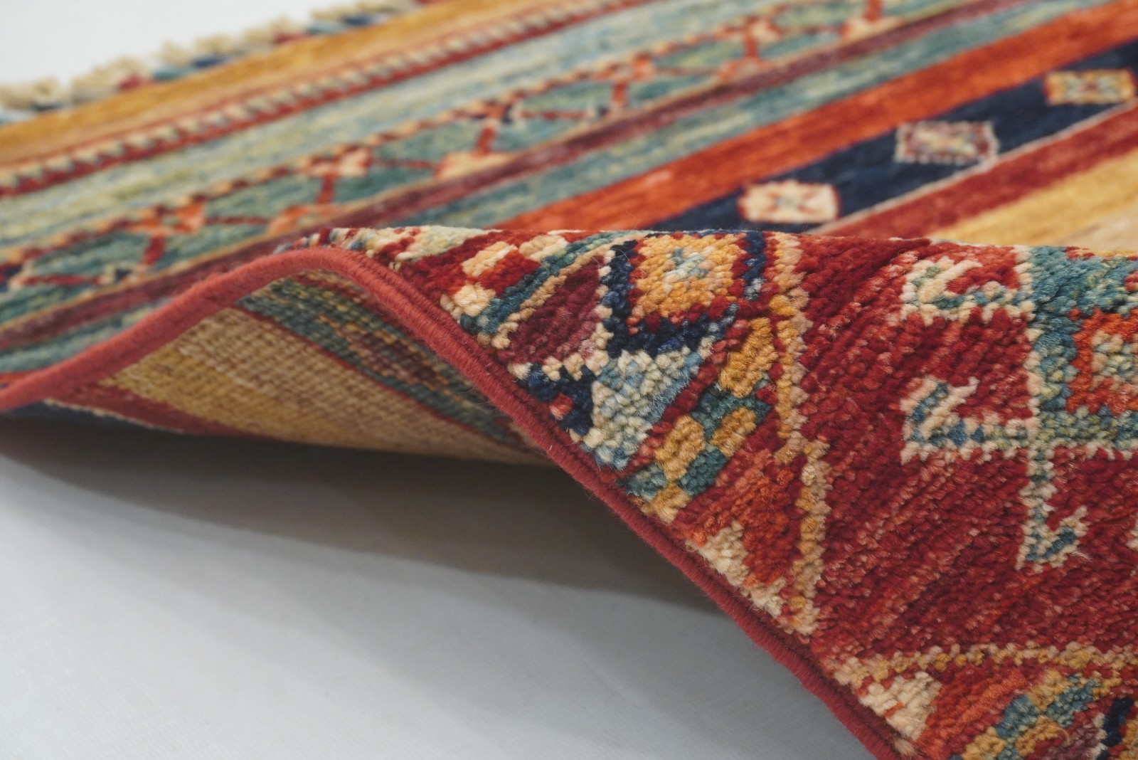 3×3 ft Multicolor Khorjin Afghan Hand Knotted Wool Tribal Small Square Rug