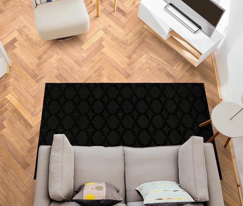 Sparta 6×9 Non-Slip Black Area Rug – Stylish & Durable for High-Traffic Areas