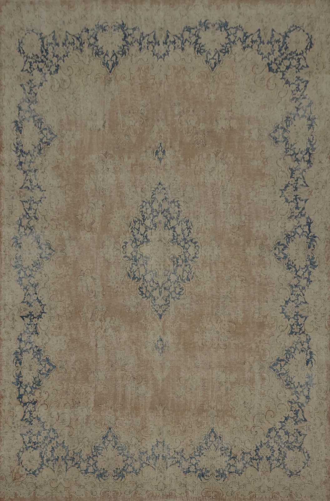 Muted Distressed Area Rug 10×13 Traditional Hand-knotted Wool Living Room Carpet