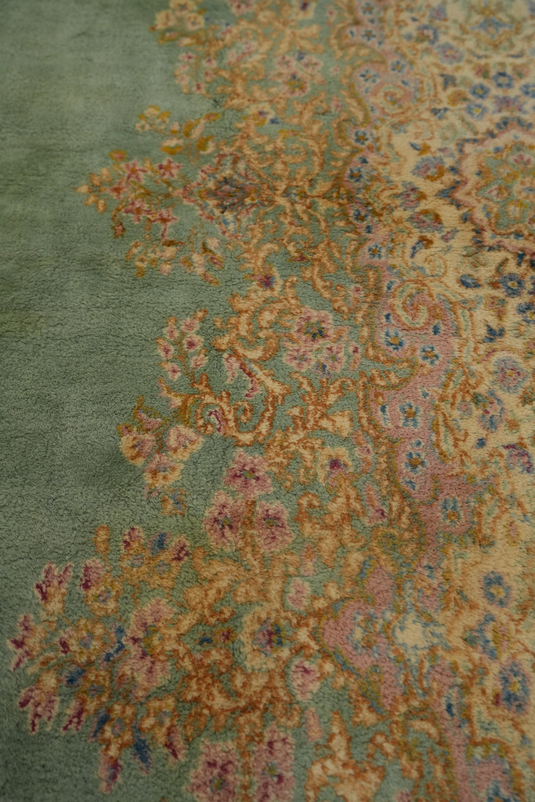 Vegetable Dye Vintage Green Traditional Large Rug 11×21 ft Hand-knotted Wool
