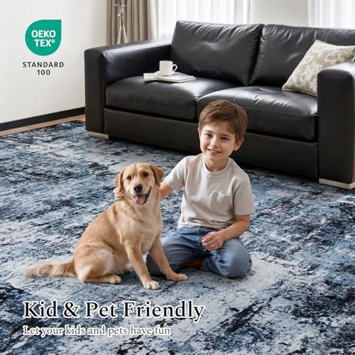 2×3 Entrance Rugs, Washable Navy Blue Dark Entry Small Rug | Stain-Resistant;