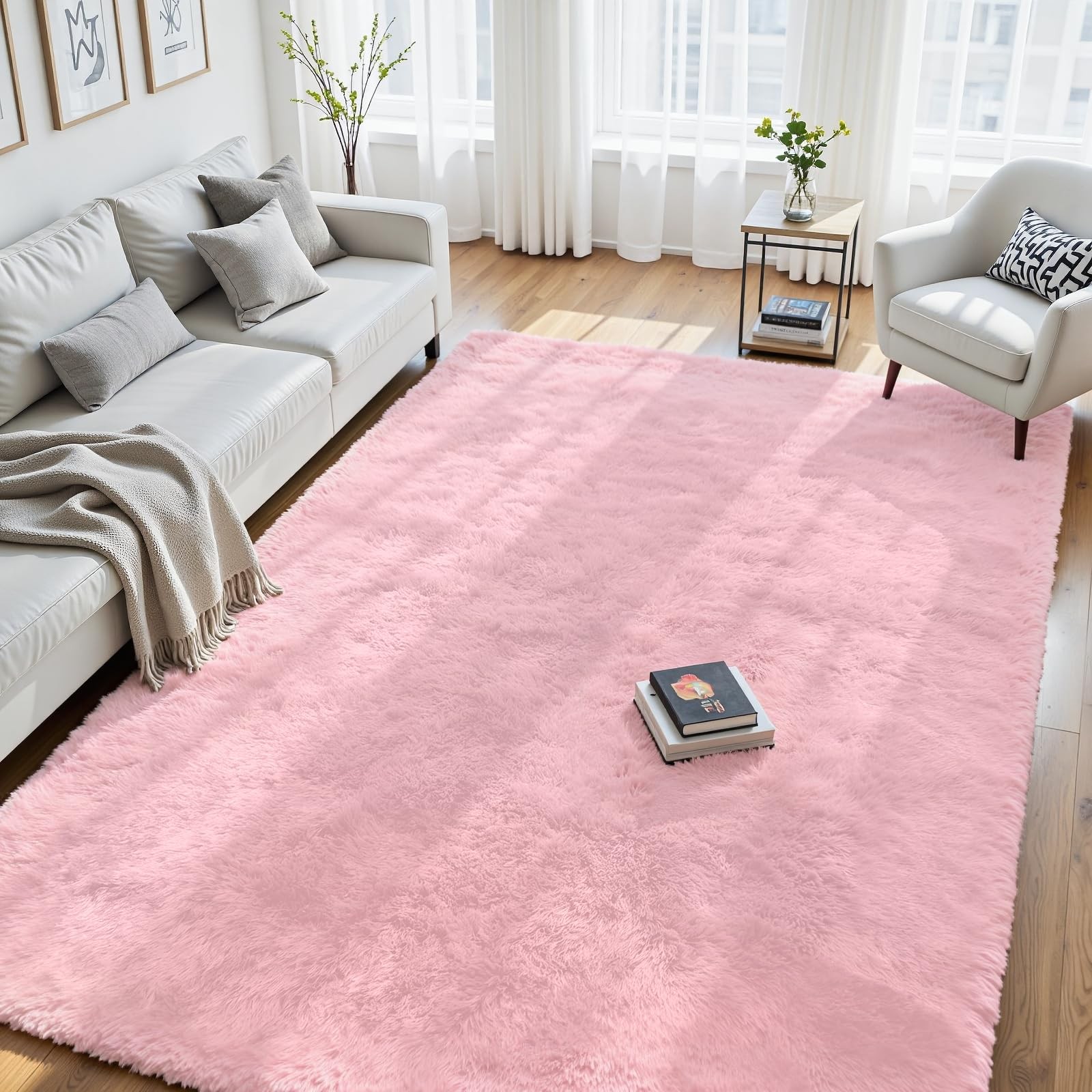 Oriannal Pink Shag Rug 4’x6′
