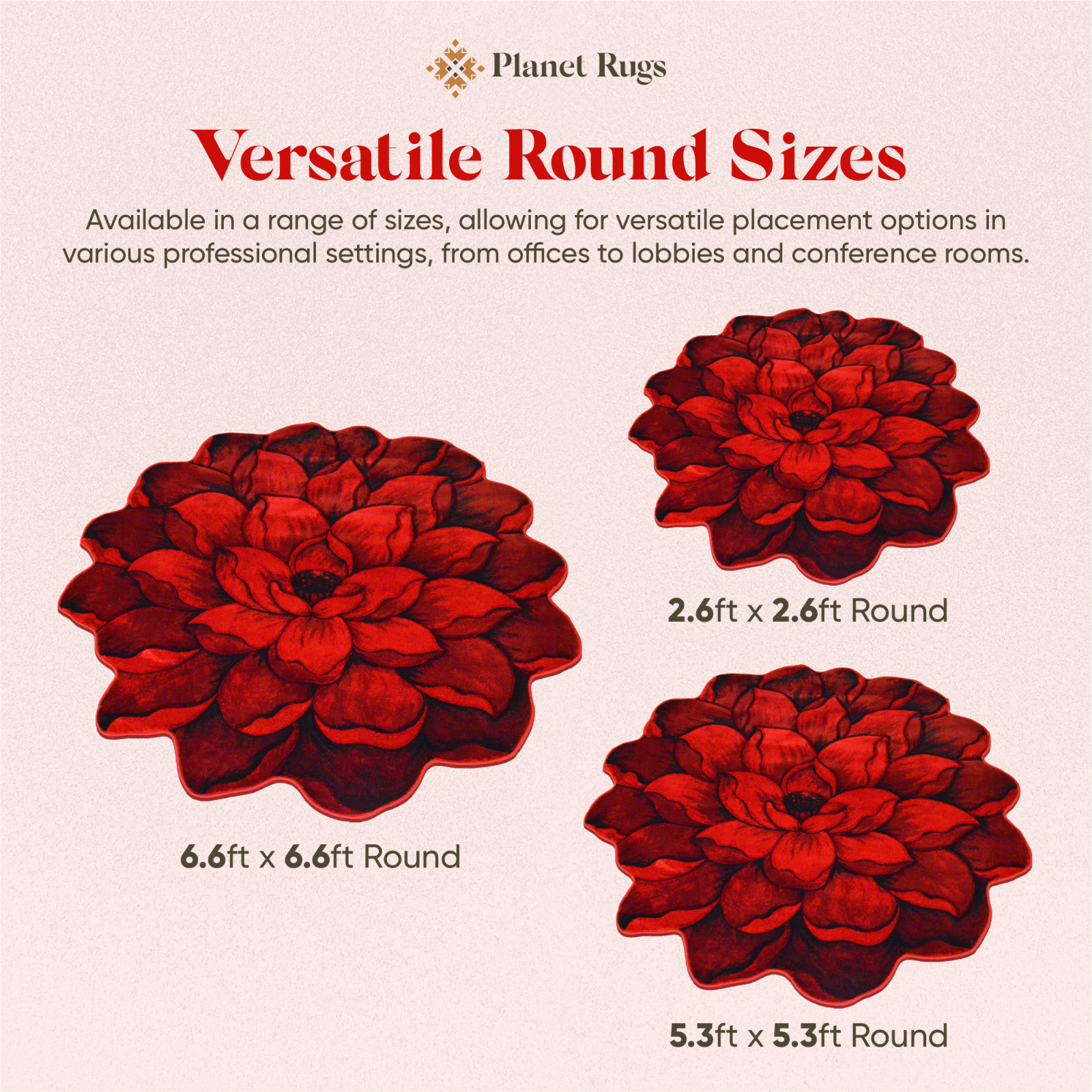 Flowers Hand Carved Floral Rose Novelty Thick Round Rug Design 301