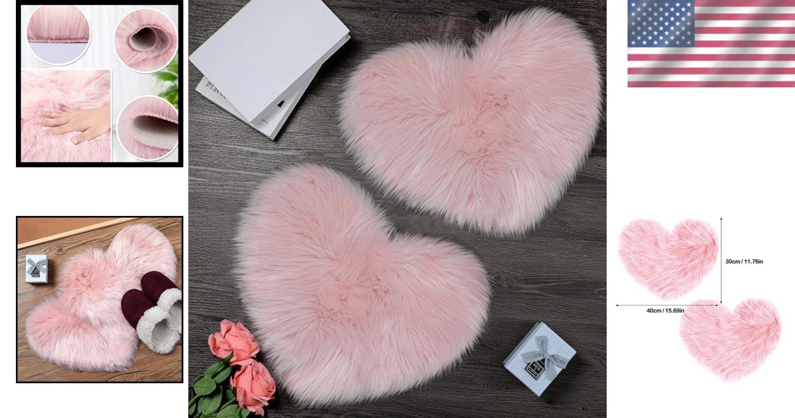 Charming Heart-Shaped Faux Fur Rugs – 12×16 Inch for Jewelry & Nail Art Displays