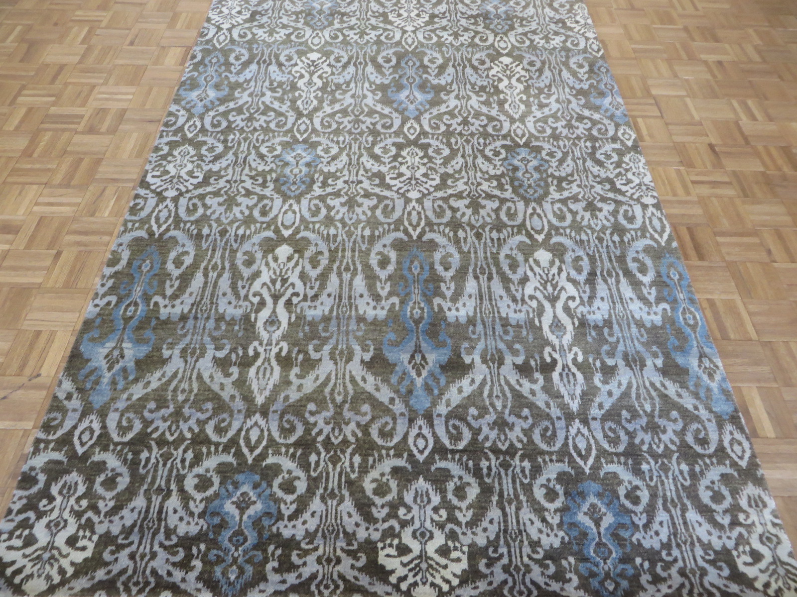 6 X 9’3 Hand Knotted Chocolate Brown Ikat Peshawar Oriental Rug G5213