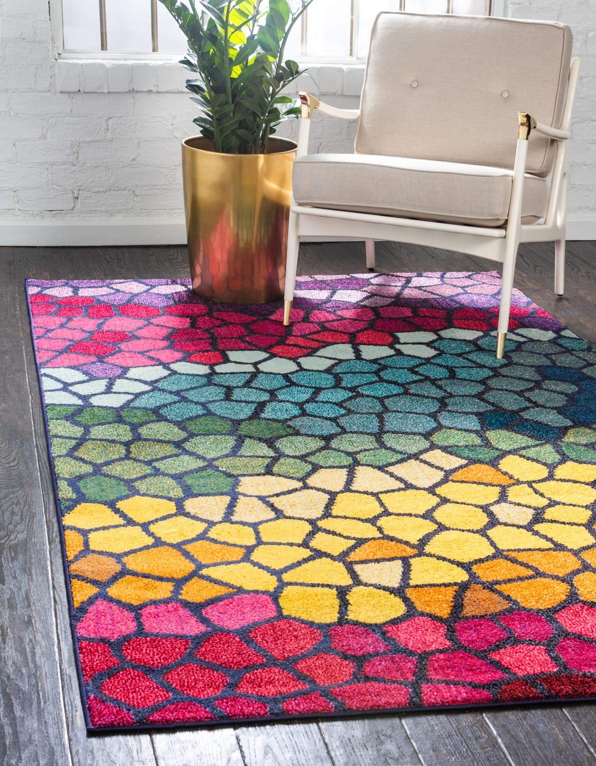 Unique Loom Estrella Collection Geometric Abstract Colorful Modern Mosaic Area