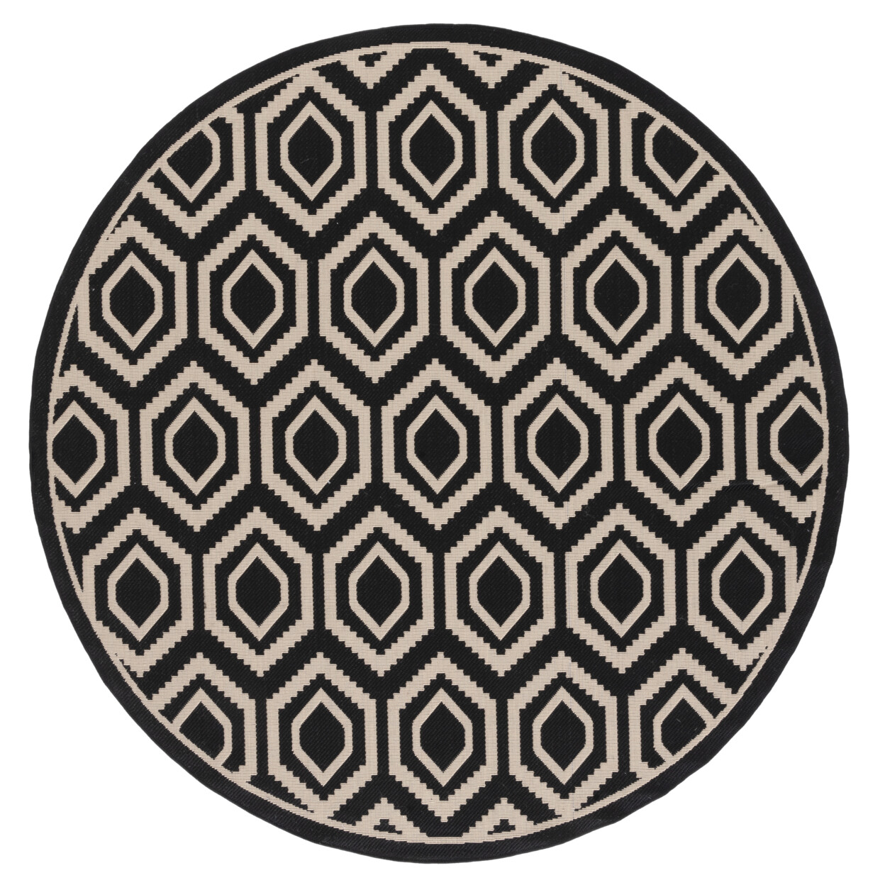 SAFAVIEH Indoor Outdoor CY6902-266 Courtyard Black / Beige Rug