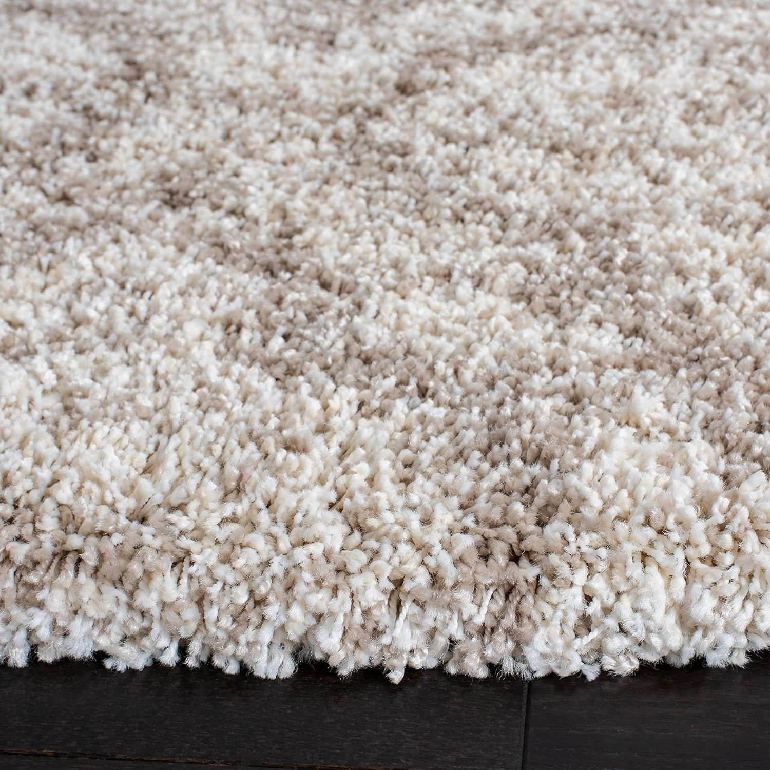 Hudson Shag 7′ Round Ivory/Beige Moroccan Non-Shedding Area Rug