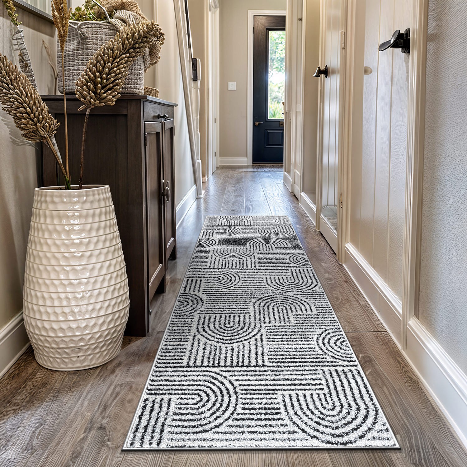 Rugshop Rugs Runners Bohemian Stipre Arch Design Carpet Hallway Rugs Cream 2×7