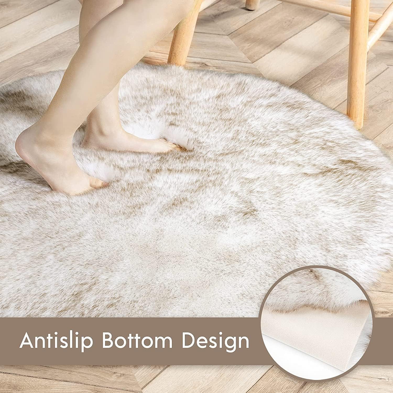 Fluffy Soft Faux Fur Area Rugs for Bedroom Livingroom Kids Room Decor, Shaggy F