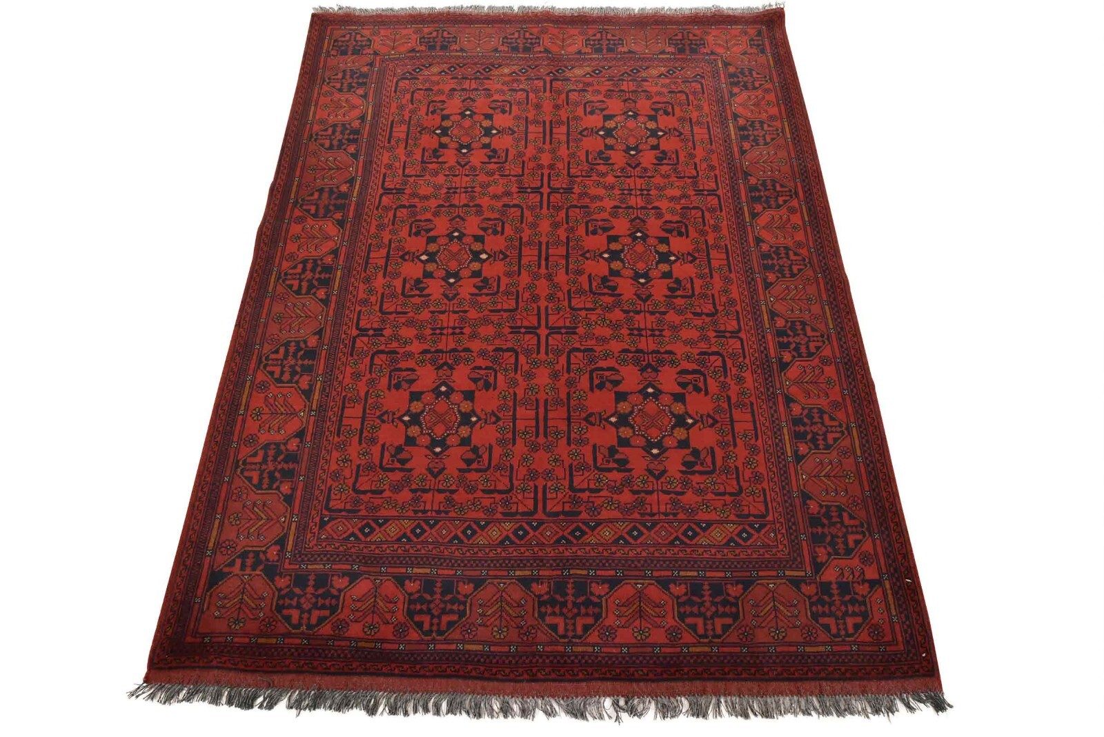 Tribal Turkmen Rug 5’1” x 6’7” Red Wool Traditional Hand-Knotted Oriental Carpet
