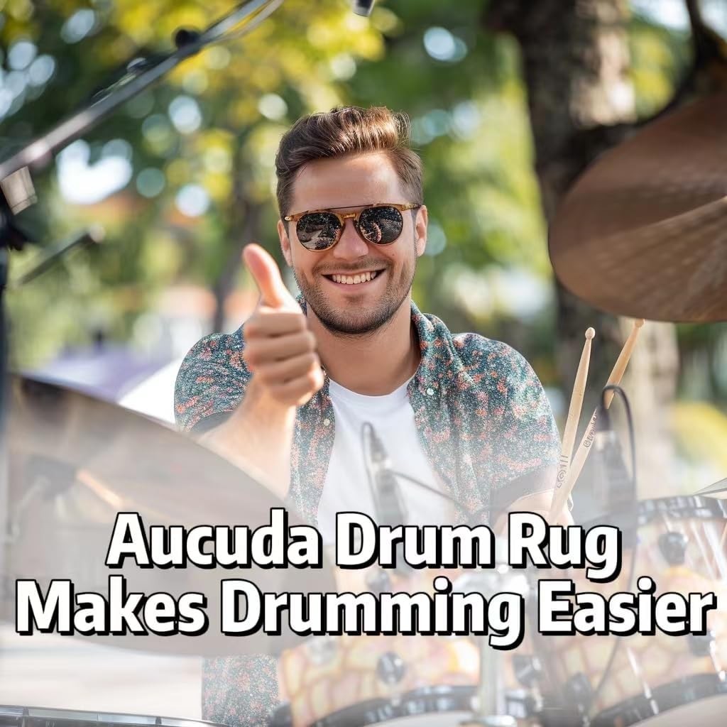 Drum Rugs Non Slip, Drum Set Floor Mat, 4x6ft Electric Bass Drum Kit Pedal Ca…