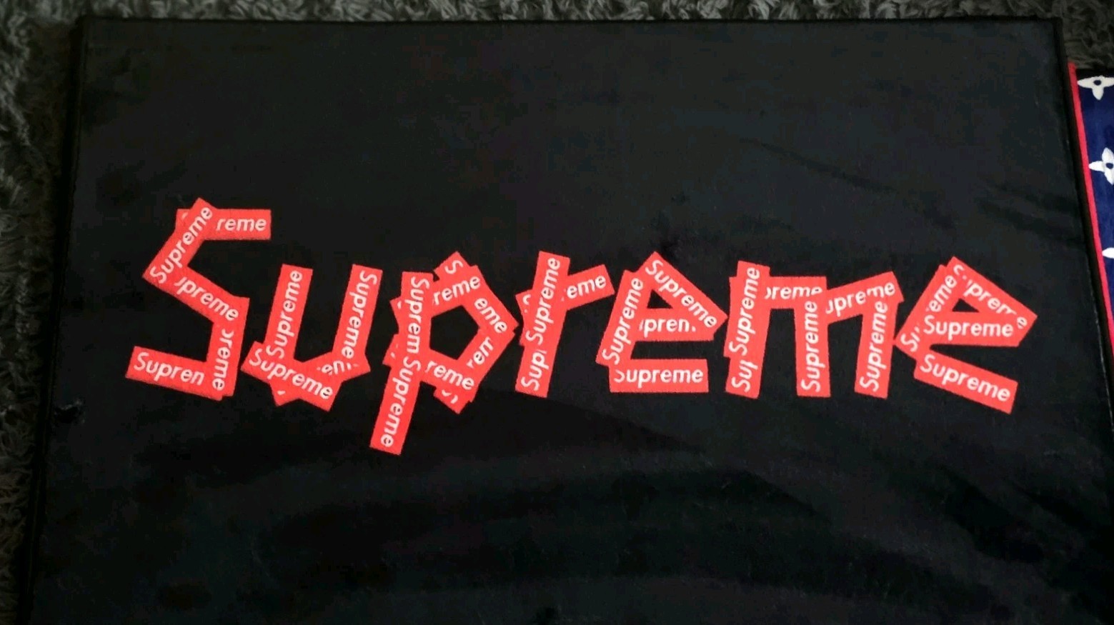 Supreme Inspired Area Rug Black Hypebeast Streetwear Floor Mat.