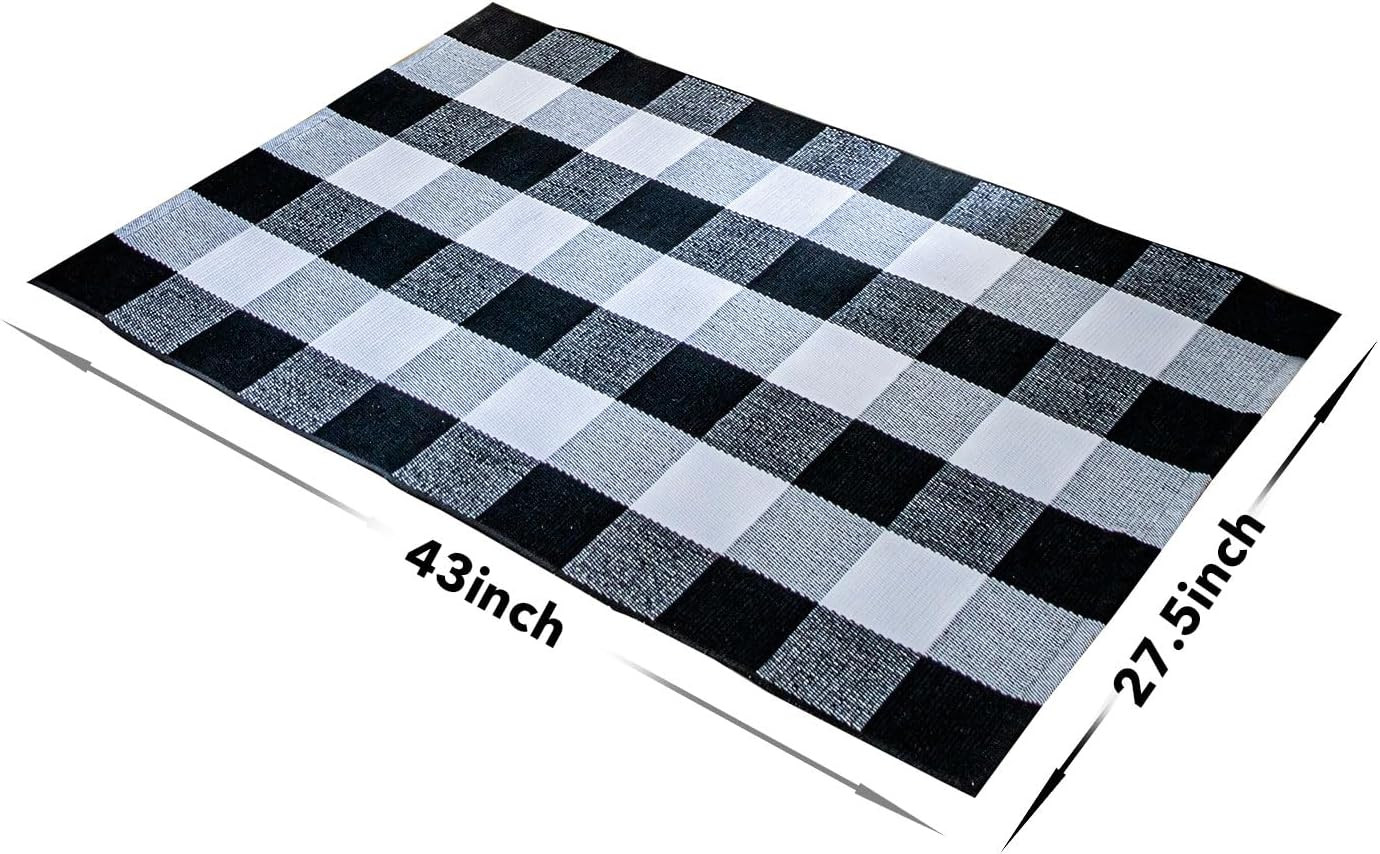 Cotton Buffalo Rugs 27.5″X43″(2.3’X3.6′),Complete Home Rug Hand-Woven, Indoor/O