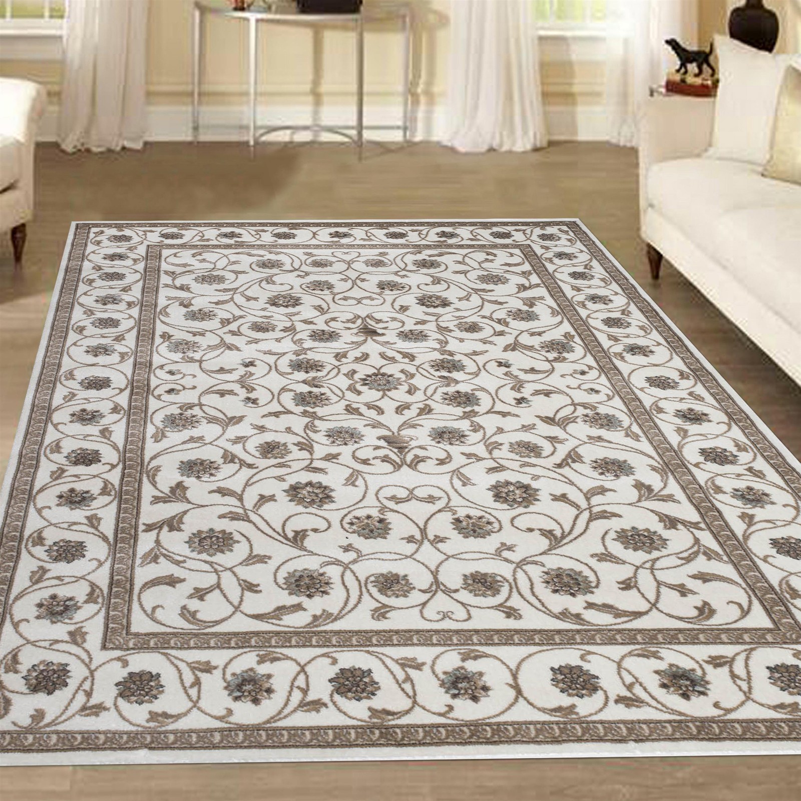 Radici USA Pisa Traditional Vine Floral Bone White Rectangular Polypropylene …