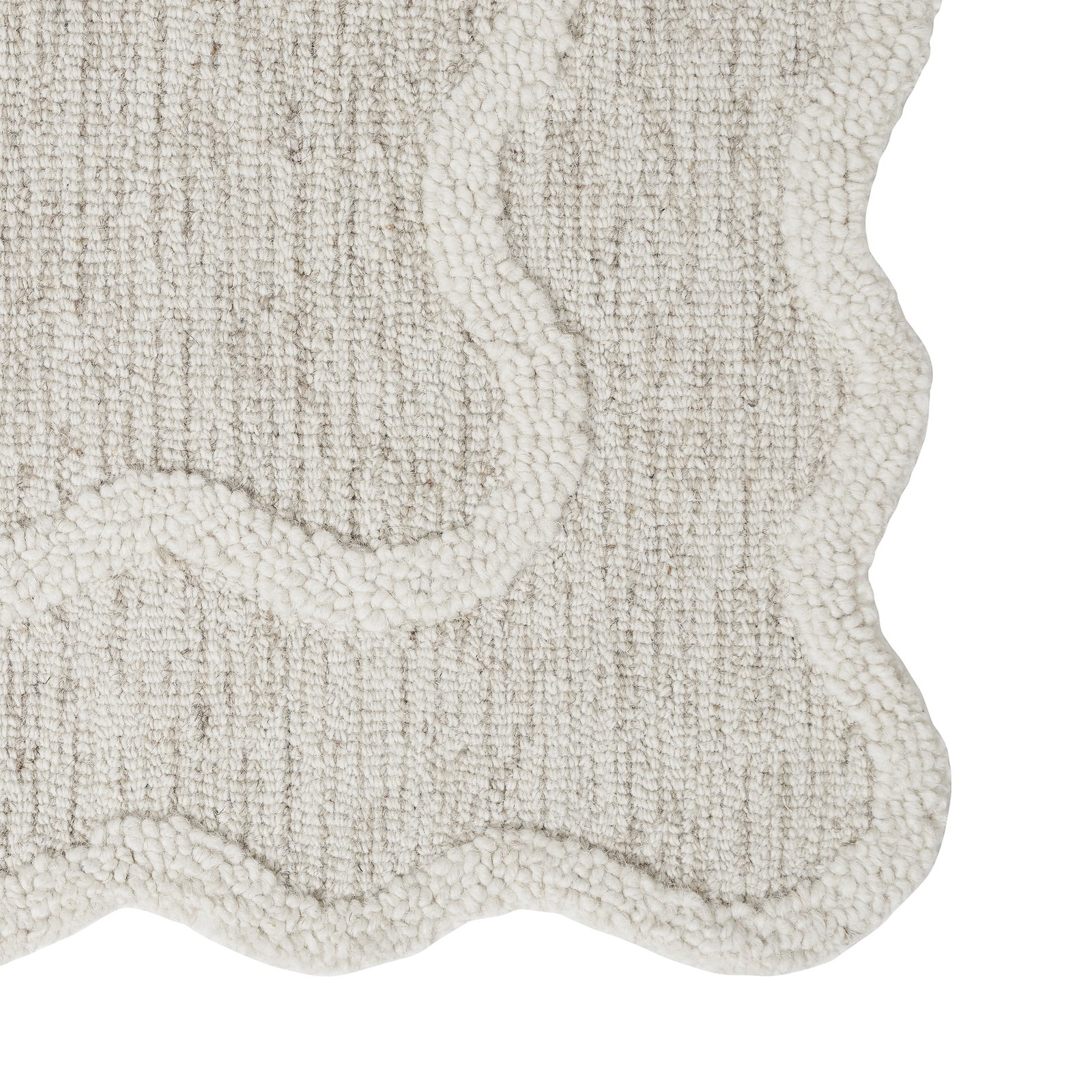 My Texas House Stella Ivory Scallop Wool Indoor Area Rug, 24″ x 36″