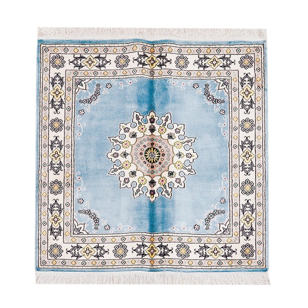 Zhiyi Square 3x3ft Handmade Silk Area Rug Classic Hand Knotted Small Carpet 360C