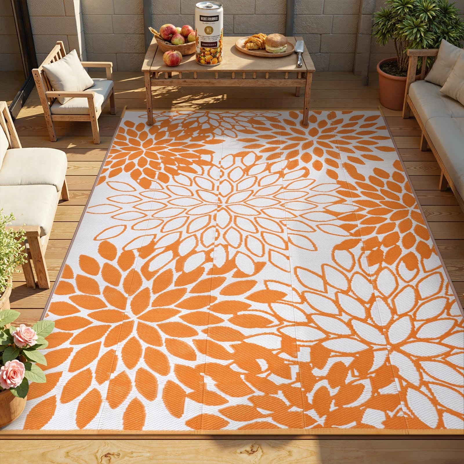 Anidaroel Outdoor Rugs 6x9ft for Patios Clearance Waterproof, Reversible Trop…