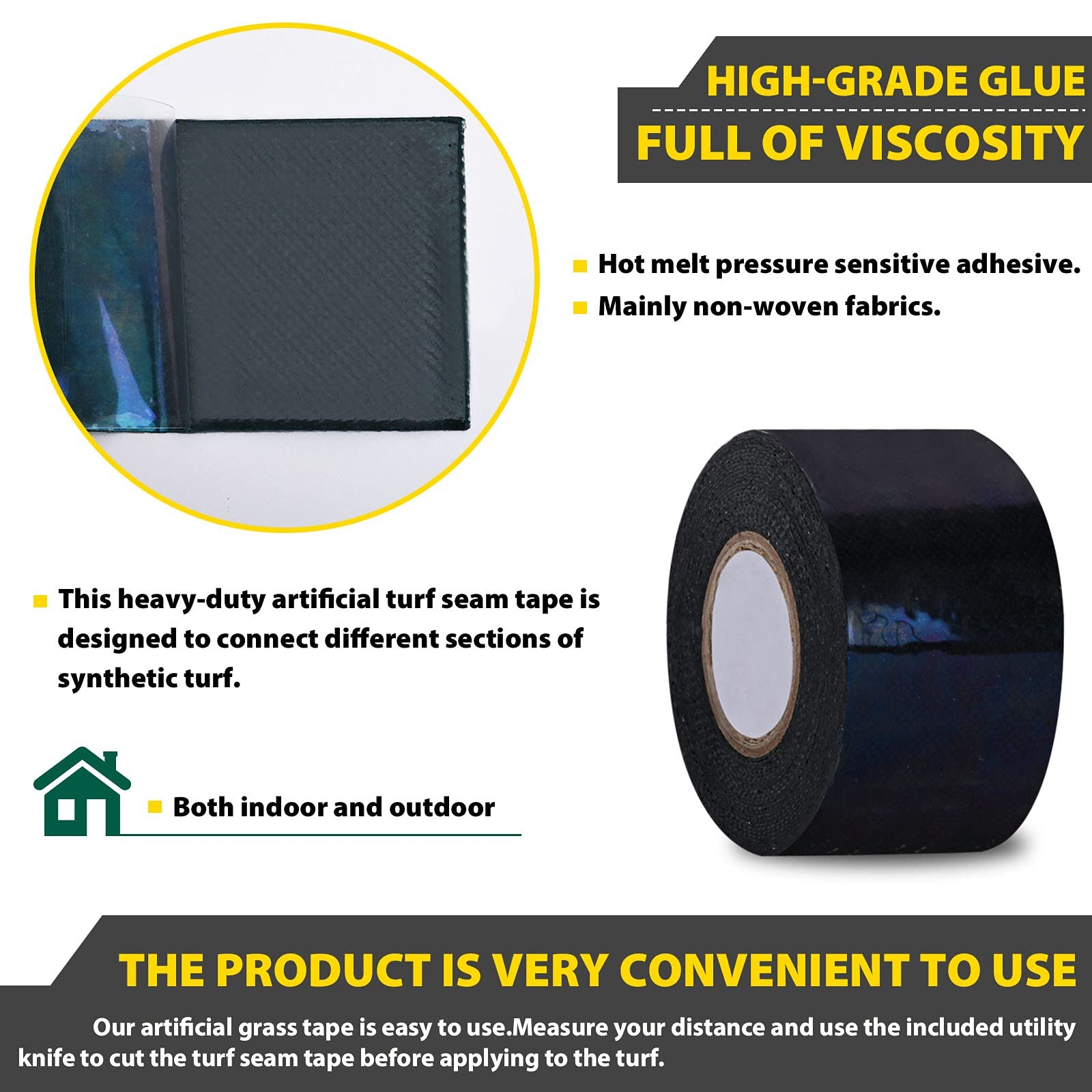 Artificial Grass Tape Self Adhesive Double Sided, 2 Inch Width x 196 Inch Lon…