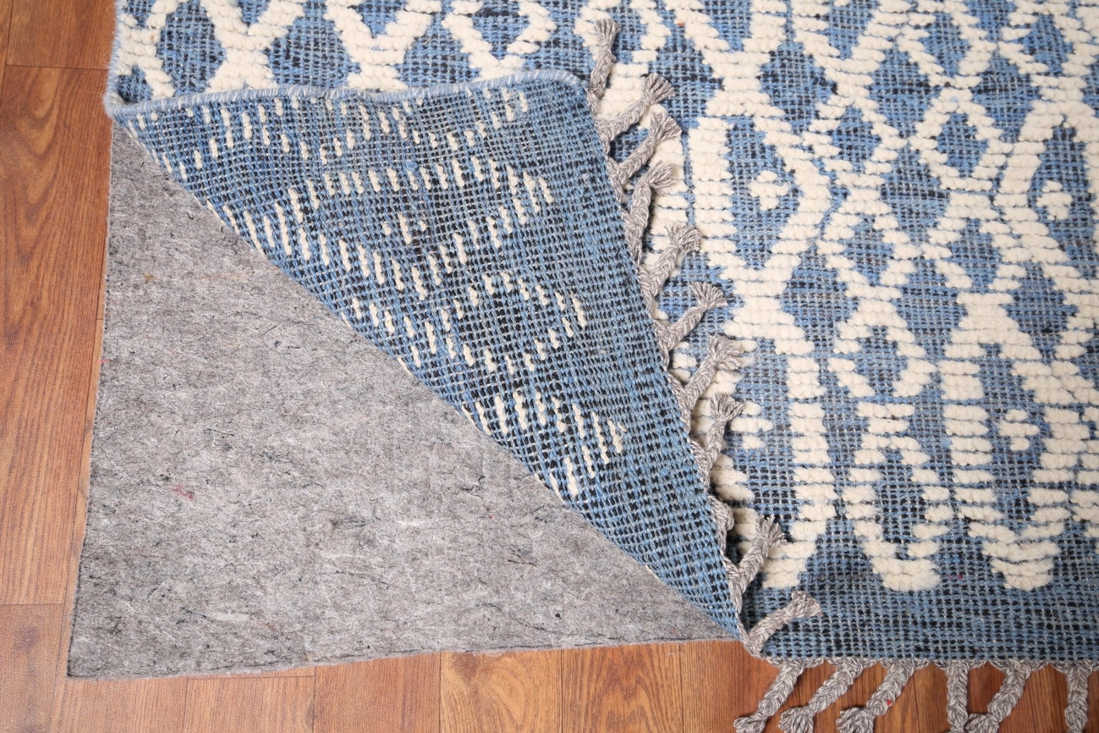 Luxury Hand-Knotted Contemporary Moroccan Wool Area Rugs Blue Large 10×15 ft