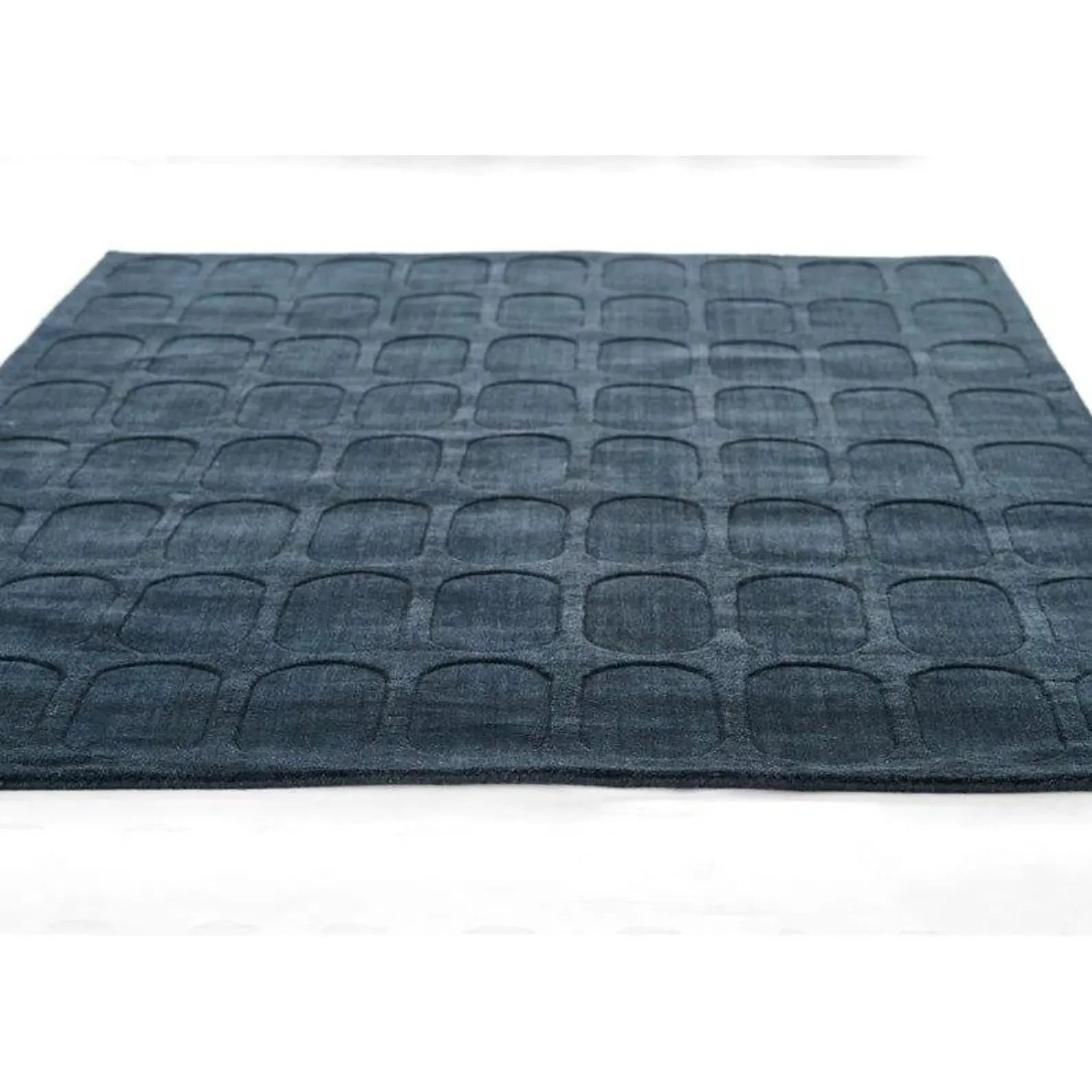 Mustard Blue Wool Area Rug & Handmade Tufted 100% Carpet Bedroom Living Room Rug