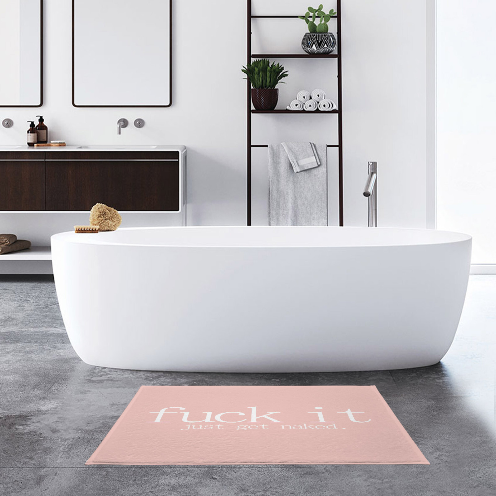 Modern Funny Quotes White and Pink Bath Mat for Bathroom Mat Bath Rug Doormat