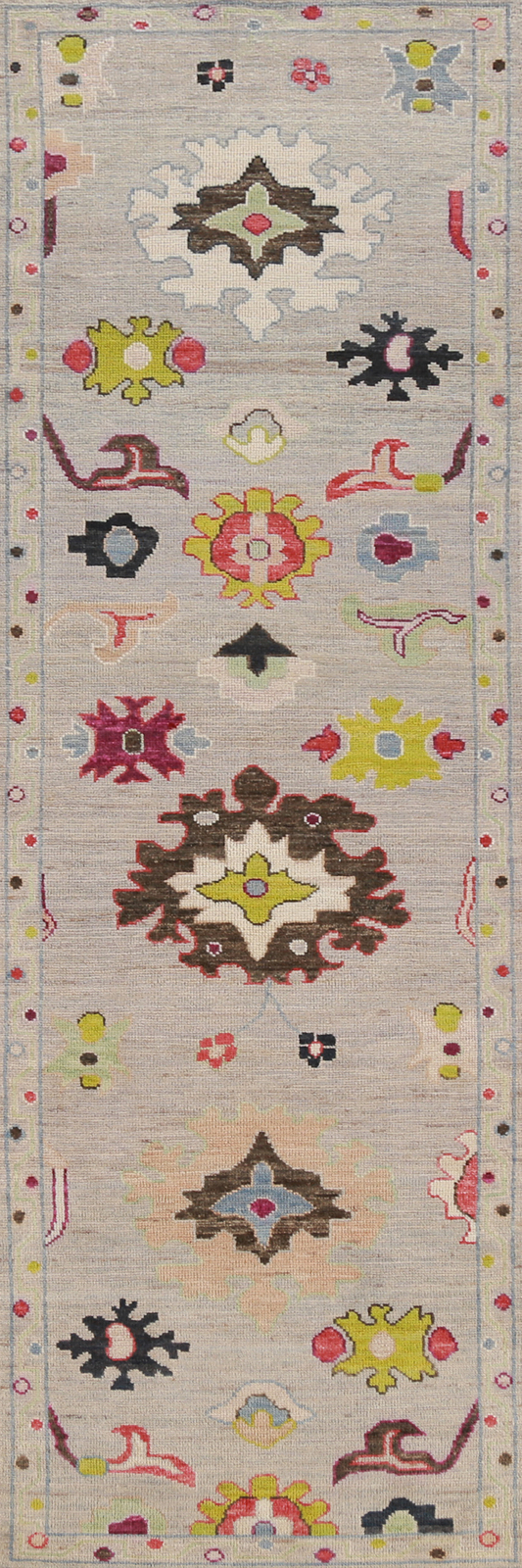 Vegetable Dye Wool Traditional Oushak Turkish Hand-knotted Runner Rug 3×10 ft