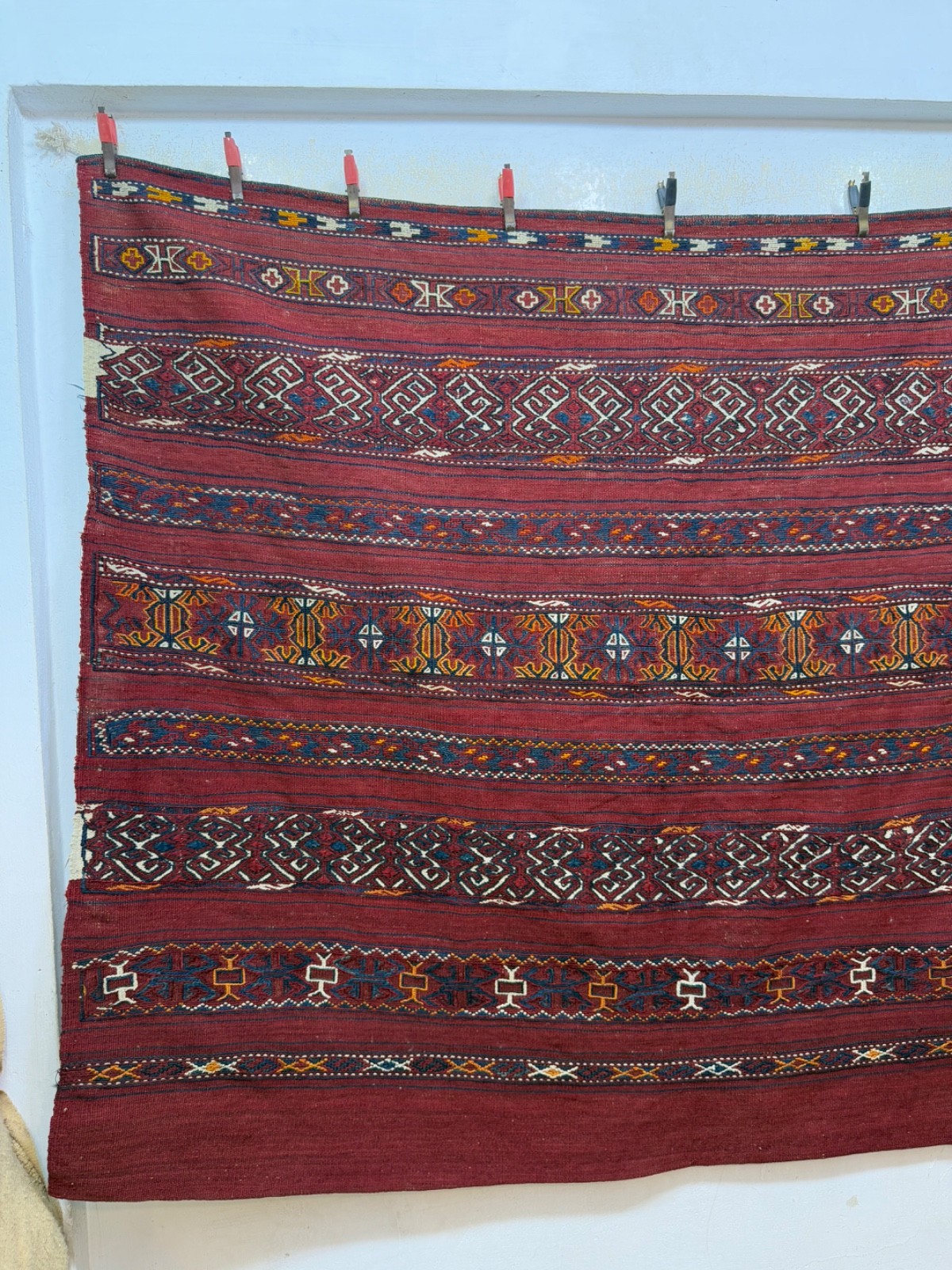 Vintage Fabulous Hand Woven Afghan Wool Weaving Kilim Rug Floor Area 126×164 Cm