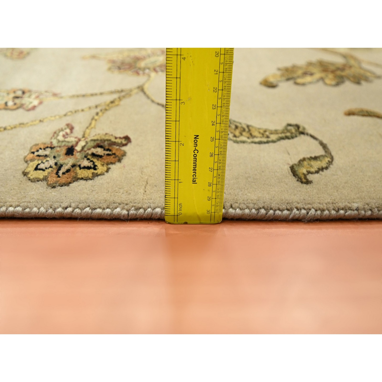 6′ x 8’10” Brown Hand Knotted Wool and Silk Botanical Design Oriental Rug R75603
