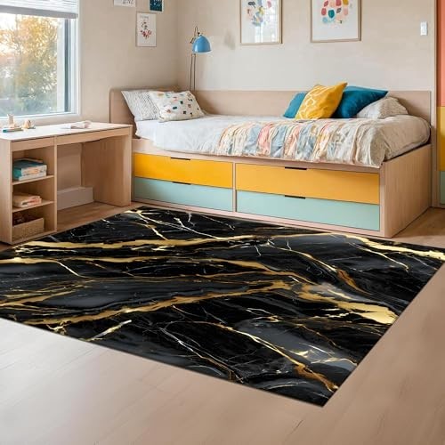 Abstract Marble Area Rug 3x5ft Non-Slip Washable Carpet for Living Room, Bedroom