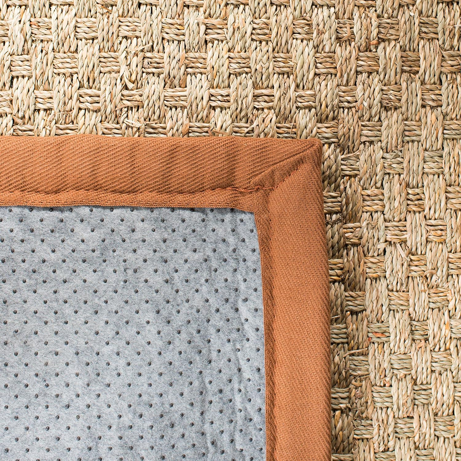 Natural Fiber Area Rug 5×8 – Seagrass Basketweave with Brown Border